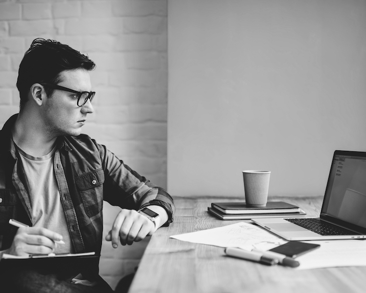 Individual at work learning online